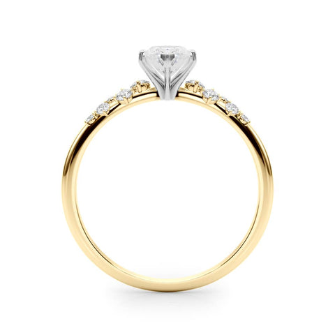 Yellow gold Marquise Diamond Cluster Prong-Set Solitaire Ring