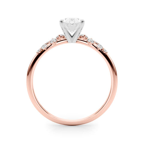 Rose gold Oval Diamond Cluster Prong-Set Solitaire Ring
