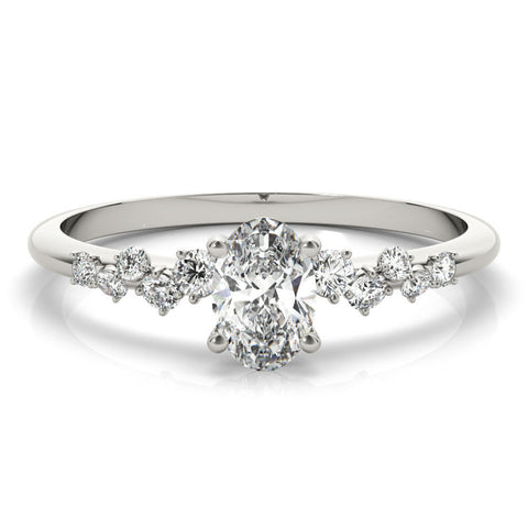 Platinum Round Diamond Cluster Prong-Set Solitaire Ring