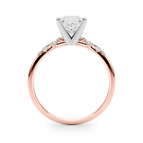 Rose gold Princess Diamond Cluster Prong-Set Solitaire Ring