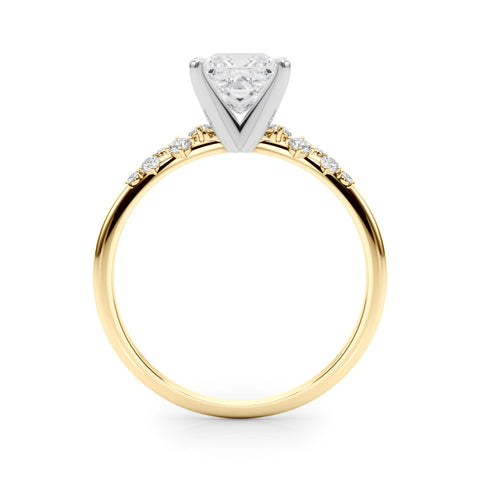Yellow gold Princess Diamond Cluster Prong-Set Solitaire Ring