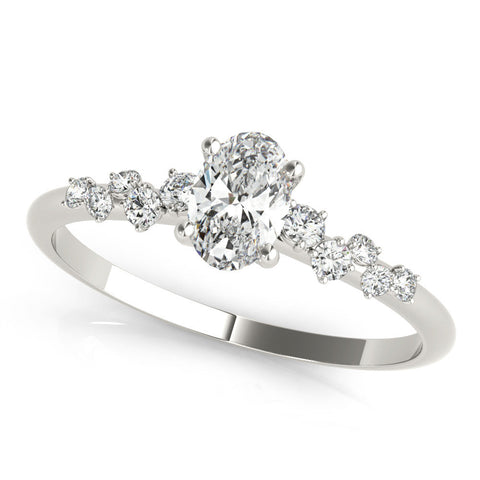 Platinum Round Diamond Cluster Prong-Set Solitaire Ring