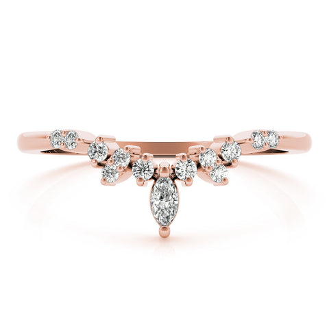 Rose gold Marquise and Round Diamond Chevron Band with Prong Setting