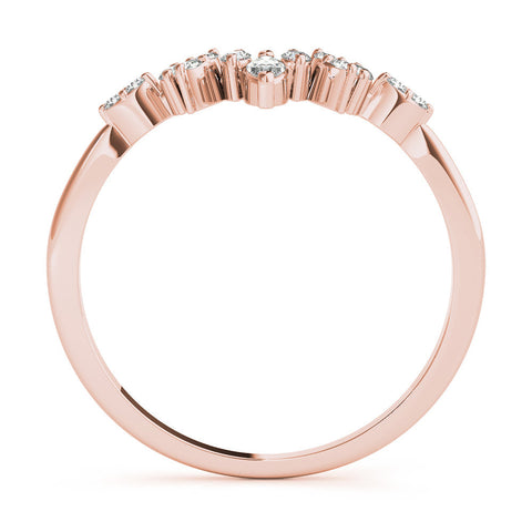 Rose gold Marquise and Round Diamond Chevron Band with Prong Setting