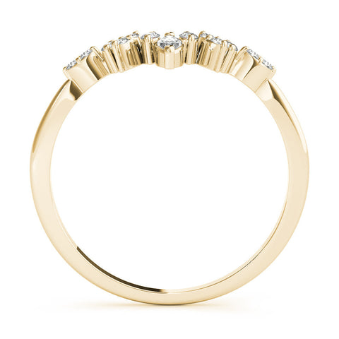 Yellow gold Marquise and Round Diamond Chevron Band with Prong Setting