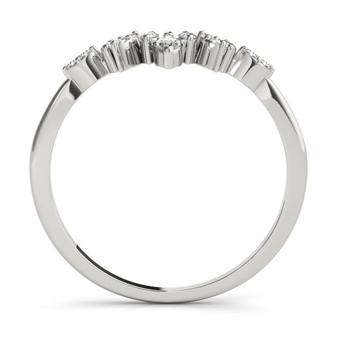 White gold Marquise and Round Diamond Chevron Band with Prong Setting