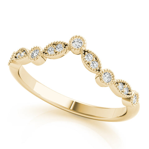 Yellow gold Milgrain Marquise and Round Diamond Half Eternity Band