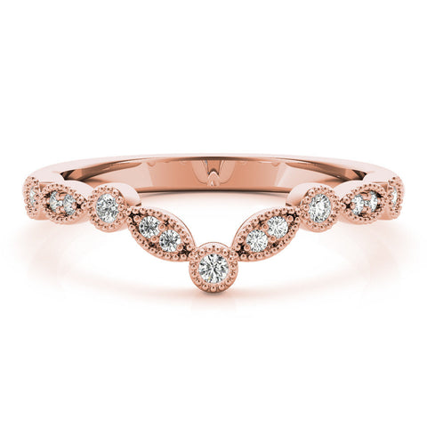Rose gold Milgrain Marquise and Round Diamond Half Eternity Band