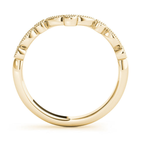 Yellow gold Milgrain Marquise and Round Diamond Half Eternity Band