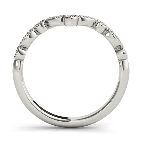 White gold Milgrain Marquise and Round Diamond Half Eternity Band