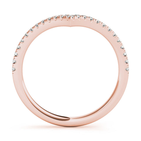 Rose gold Diamond Pavé V-Shaped Chevron Band with Round Cut Stones and Shared Prong Setting