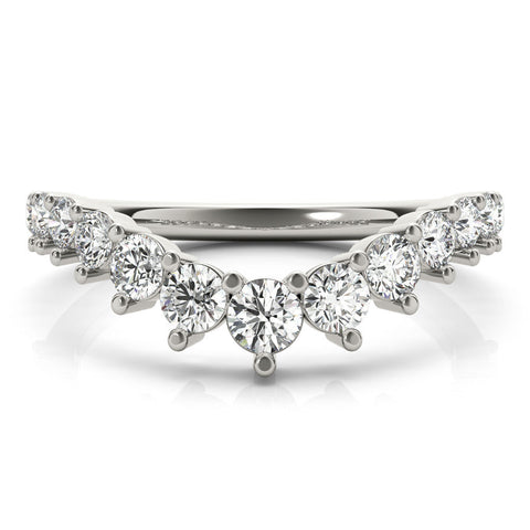 White gold Round Diamond Prong Set White Gold Curved Band
