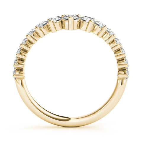 Yellow gold Round Diamond Prong Set White Gold Curved Band