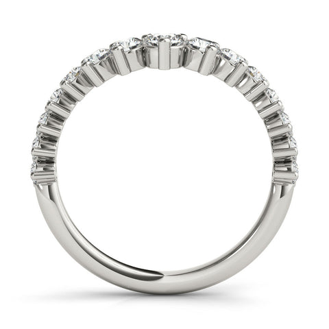 White gold Round Diamond Prong Set White Gold Curved Band