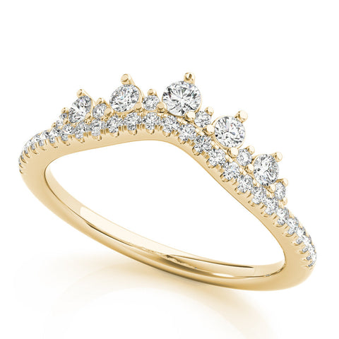 Yellow gold Round Diamond Pavé Contour Band with Prong Setting