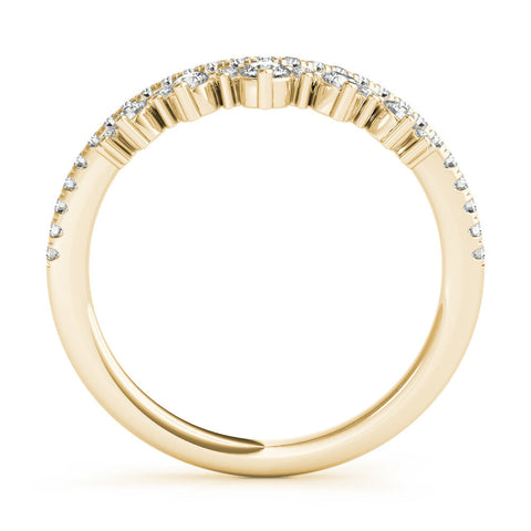 Yellow gold Round Diamond Pavé Contour Band with Prong Setting