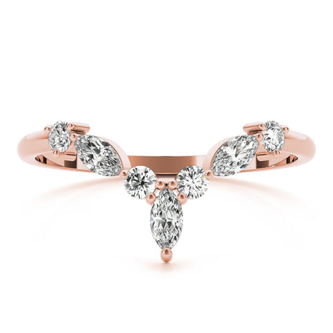 Rose gold Chevron Marquise and Round Diamond Open Band with Prong Setting