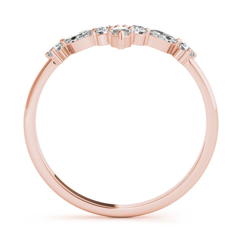 Rose gold Chevron Marquise and Round Diamond Open Band with Prong Setting
