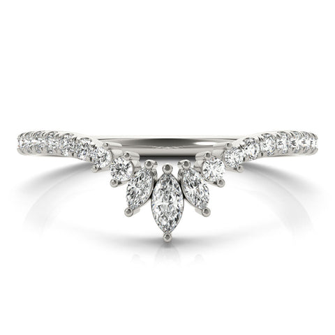 White gold Marquise Cluster Diamond Pavé Band with Prong Setting