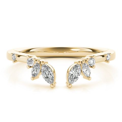 Yellow gold Open Marquise Cluster Diamond Band with Prong Setting