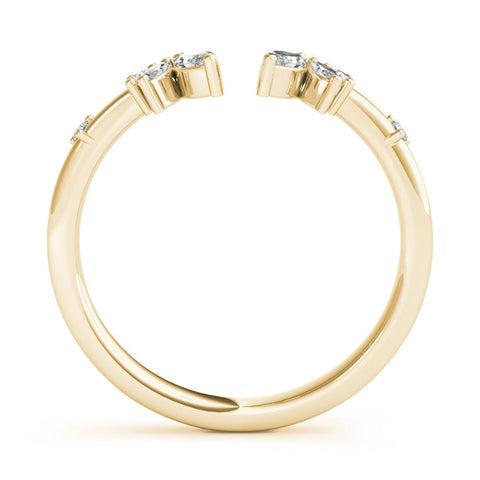 Yellow gold Open Marquise Cluster Diamond Band with Prong Setting