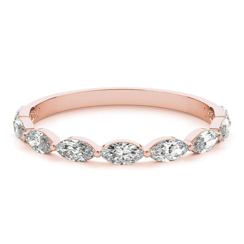 Rose gold Marquise Diamond Prong Set Half-Eternity Band