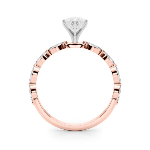 Rose gold Marquise Solitaire Marquise Side Stone Prong Setting Ring