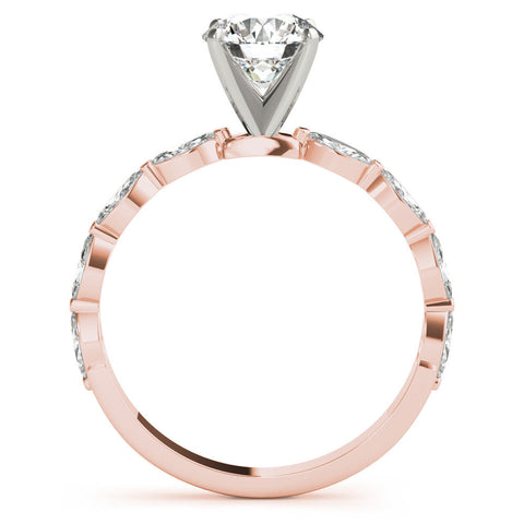 Rose gold Round Solitaire Marquise Side Stone Prong Setting Ring