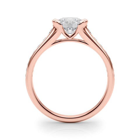 Rose gold Cushion Solitaire Bezel-Set Diamond Ring with Channel-Set Band