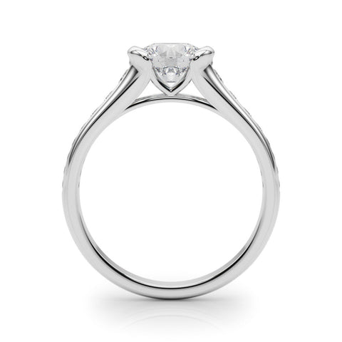 Platinum Heart Solitaire Bezel-Set Diamond Ring with Channel-Set Band
