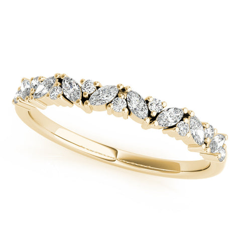 Yellow gold Marquise and Round Diamond Vine Eternity Band with Prong Setting