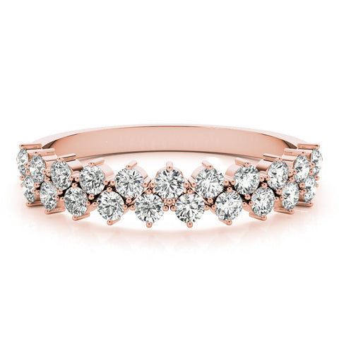 Rose gold Round Diamond Prong Set Chevron Band