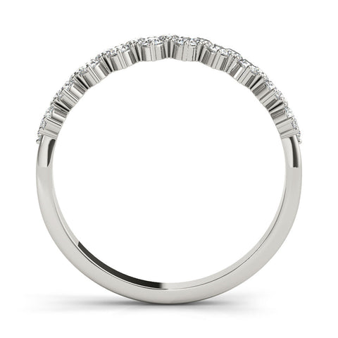 White gold Round Diamond Prong Set Chevron Band