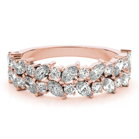 Rose gold Pave Marquise and Round Diamond Eternity Band with Prong Setting