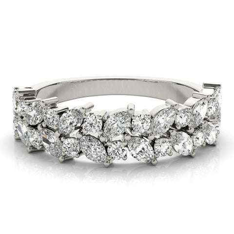 White gold Pave Marquise and Round Diamond Eternity Band with Prong Setting