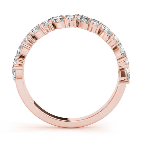 Rose gold Pave Marquise and Round Diamond Eternity Band with Prong Setting