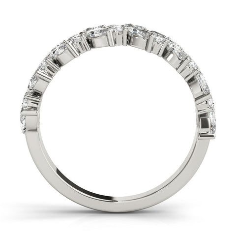 White gold Pave Marquise and Round Diamond Eternity Band with Prong Setting