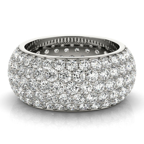 Silver Pavé Round Diamond Wide Band with Micro-Prong Setting