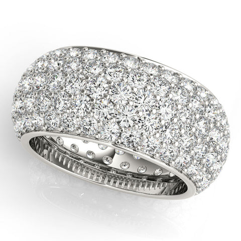 Silver Pavé Round Diamond Wide Band with Micro-Prong Setting