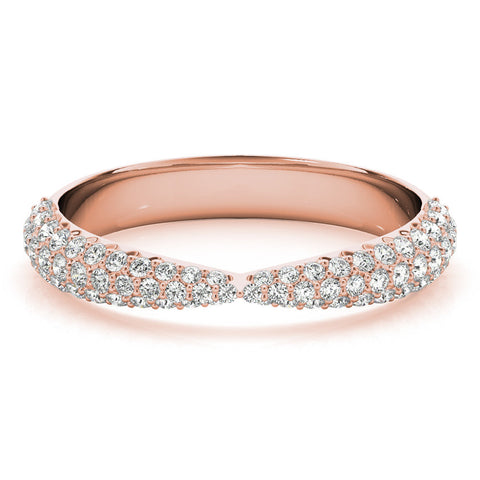 Rose gold Pavé Round Diamond Twist Band with Micro Prong Setting