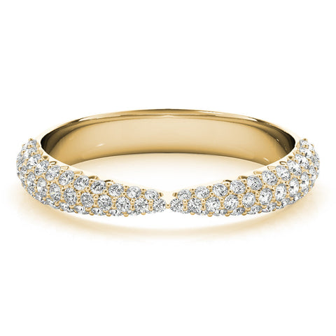 Yellow gold Pavé Round Diamond Twist Band with Micro Prong Setting
