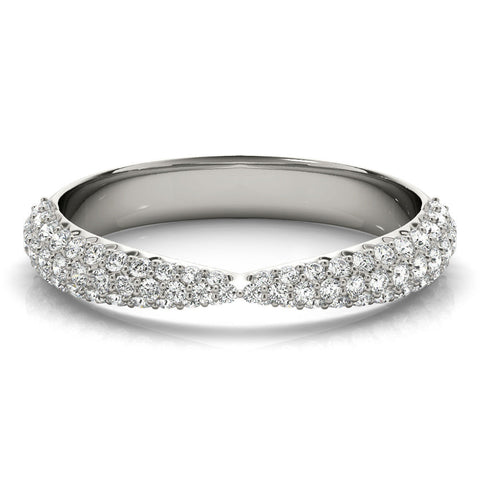 White gold Pavé Round Diamond Twist Band with Micro Prong Setting