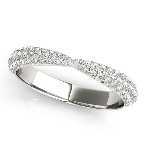 White gold Pavé Round Diamond Twist Band with Micro Prong Setting