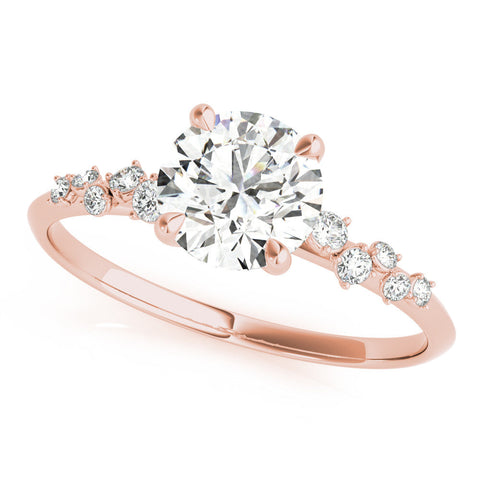Rose gold Marquise Cut Diamond Cluster Side Stone Solitaire Ring with Prong Setting