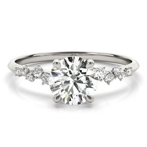 Platinum Marquise Cut Diamond Cluster Side Stone Solitaire Ring with Prong Setting