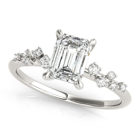 Platinum Cushion Cut Diamond Vine Band with Four-Prong Setting