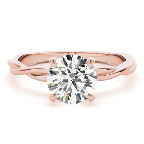 Rose gold Round Solitaire Twisted Band Ring with Four-Prong Setting