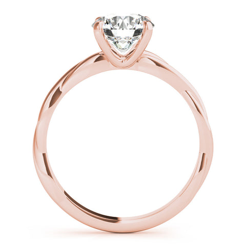 Rose gold Round Solitaire Twisted Band Ring with Four-Prong Setting