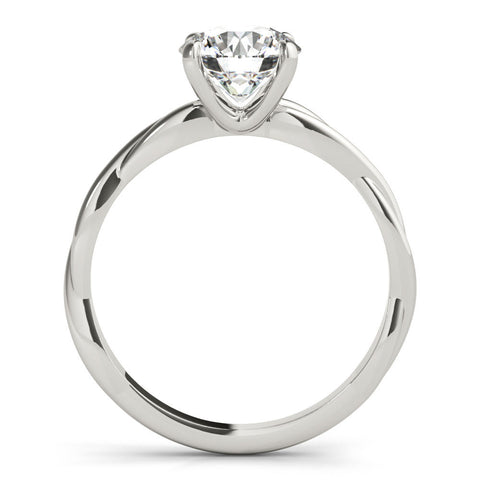 White gold Round Solitaire Twisted Band Ring with Four-Prong Setting