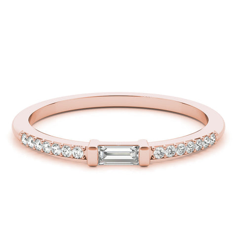 Rose gold Baguette Diamond Pave Band with Bar Prong Setting
